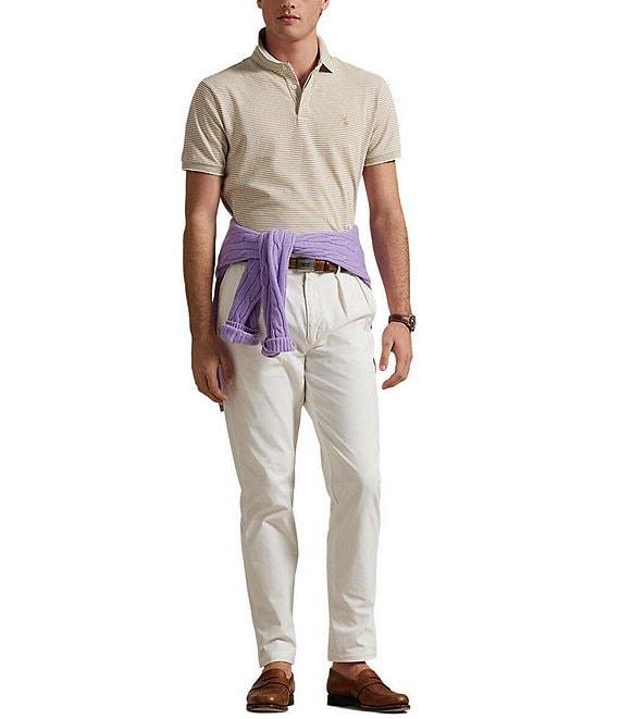 Polo Ralph Lauren Classic Fit Striped Tipped Stretch Mesh Short Sleeve Polo Shirt Product Image