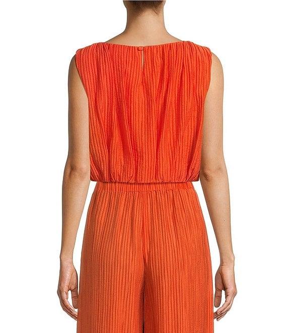 Antonio Melani Coordinating Keoni Novelty Crinkle Bateau Neckline Sleeveless Blouse Product Image