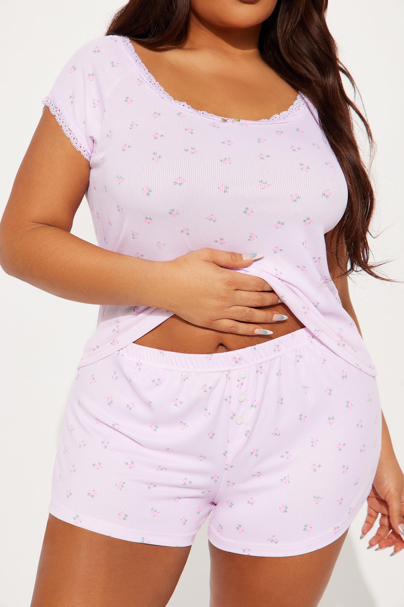 Floresitas Ribbed PJ Short Set - Pink Female Product Image