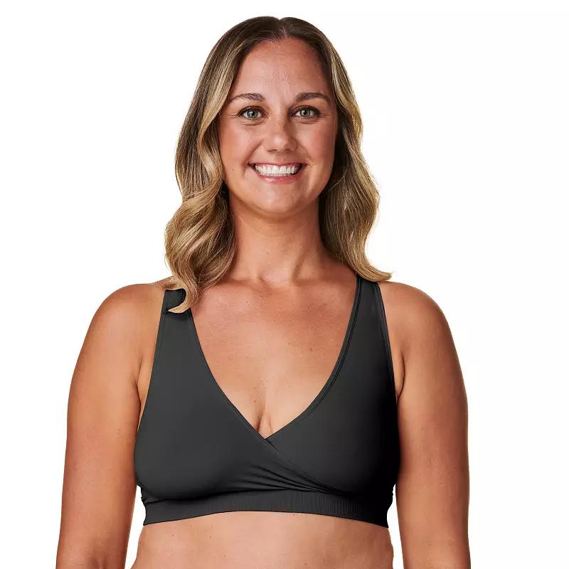 bravado! Basics Womens Crossover Nursing Sleep Bra - Black L: Seamless Racerback, V Neck, Maternity Bralette Product Image