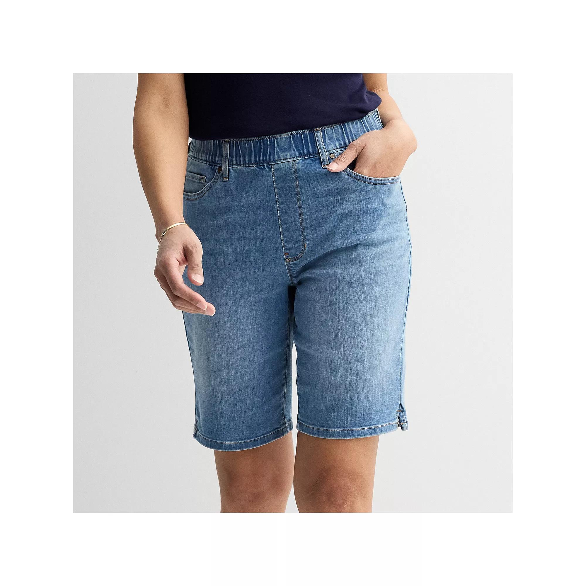 Women's Croft & Barrow® Modern Denim Pull-On Bermuda Shorts, Size: Medium, Medium Blue Product Image