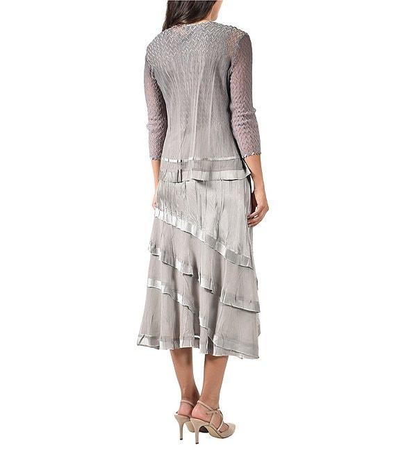 Komarov V-Neck Layered Ruffle Hem 2-Piece Jacket Dress Product Image