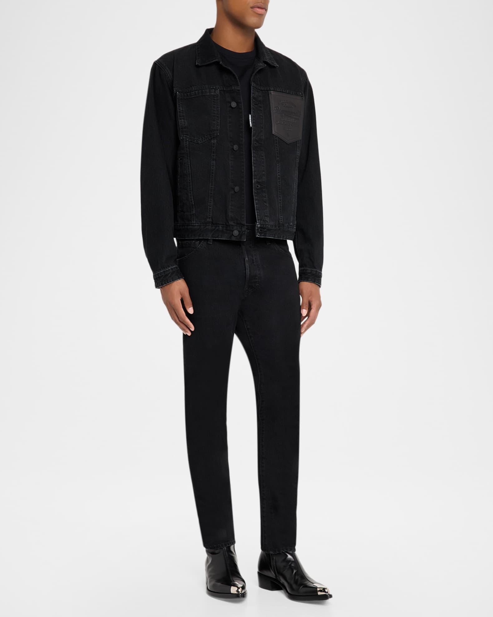 Men's Jean Jacket with Leather Pocket Product Image