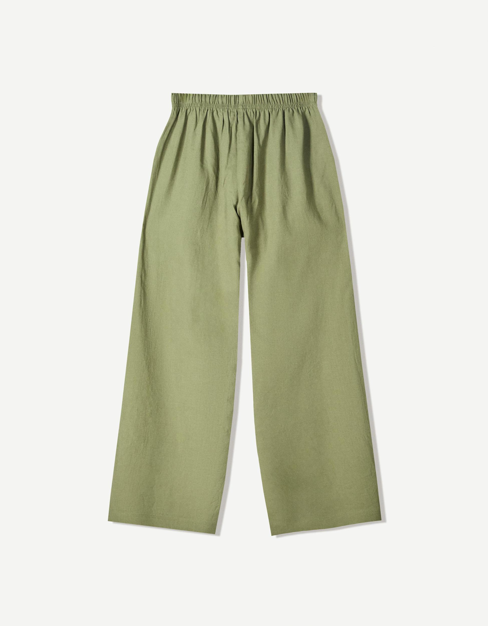 Linen blend pants with an elastic waistband Product Image
