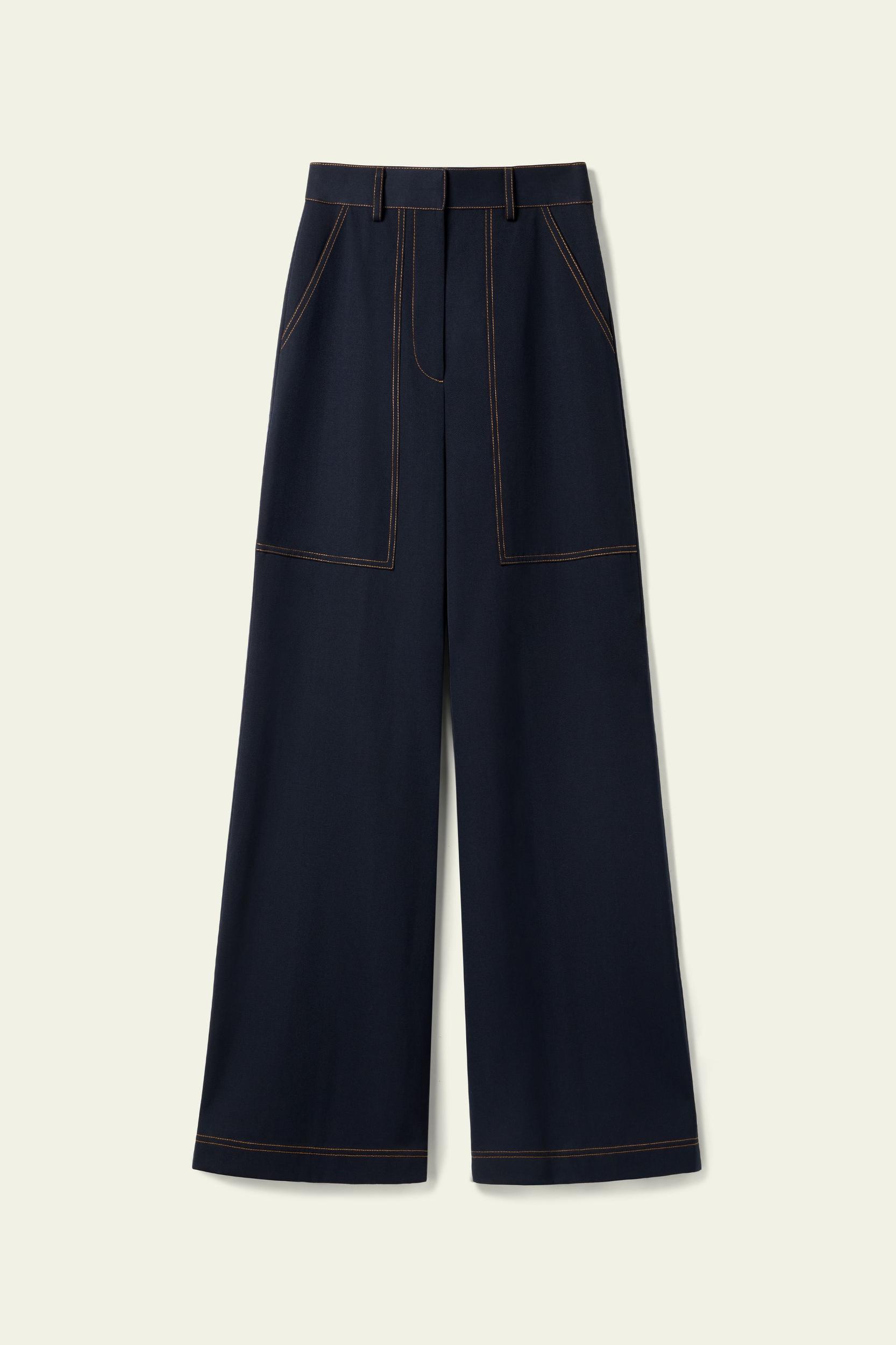LILYSILK Wool Trousers Women - Navy Blue 100% Merino Wool - Stylish Oversized Pockets Trouser Pants 12 Product Image
