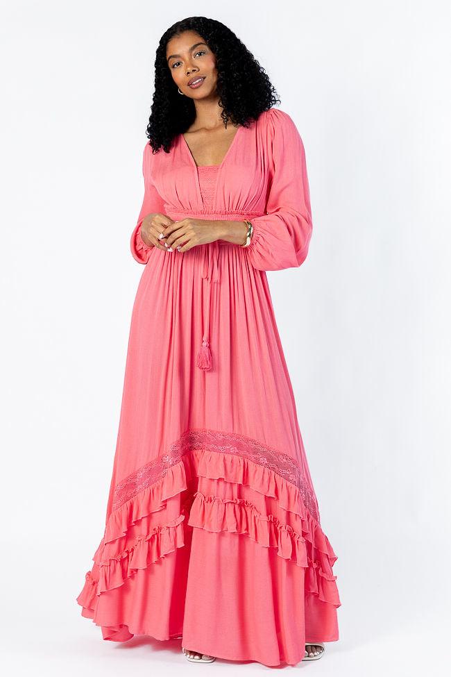 Lucky To Have You Coral Maxi Dress SALE Product Image