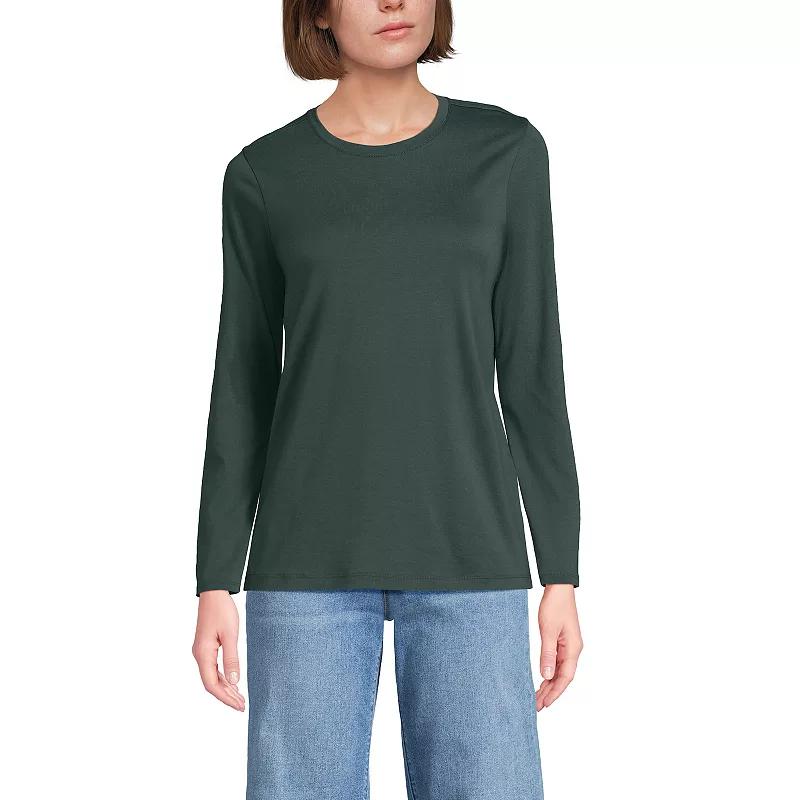 Petite Lands' End Relaxed-Fit Supima Long Sleeve Cotton Crewneck Tee, Women's,  Product Image