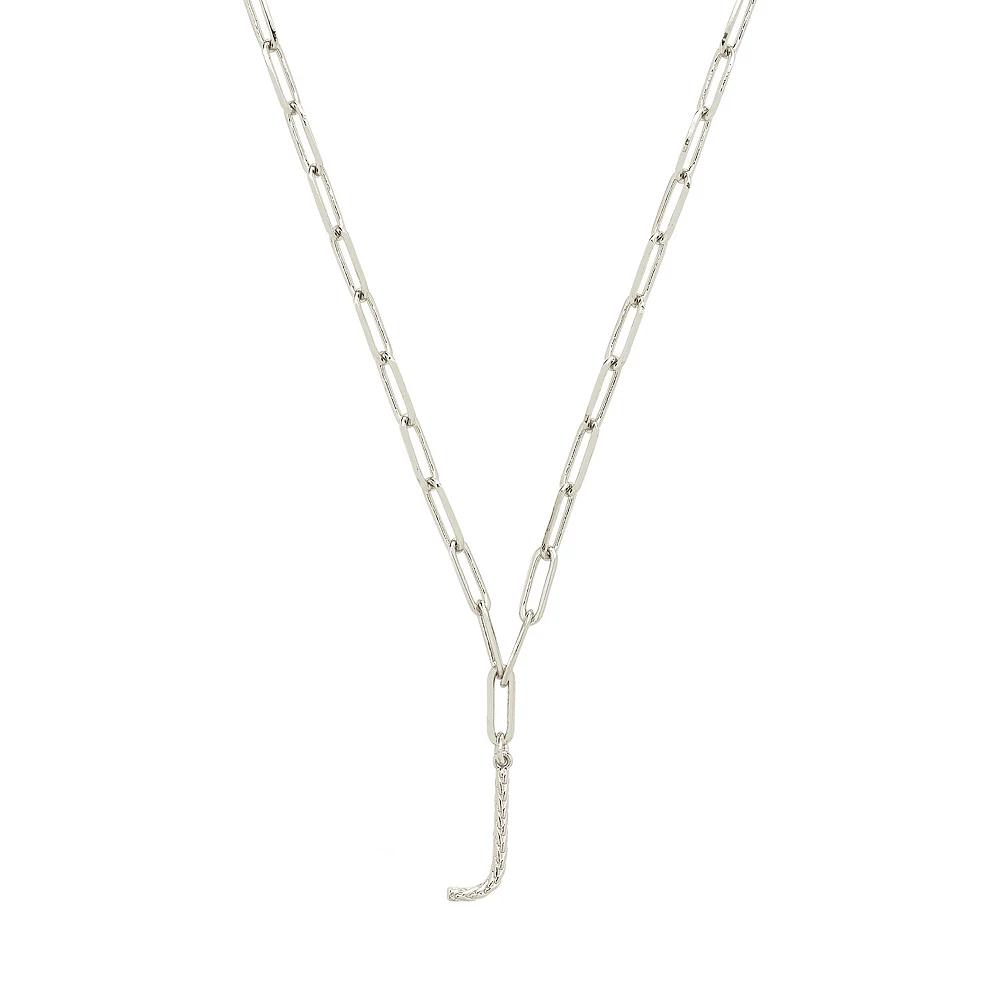 MC Collective Braided Initial Pendant Necklace, Women's, Size: 16", Silver Tone H Product Image