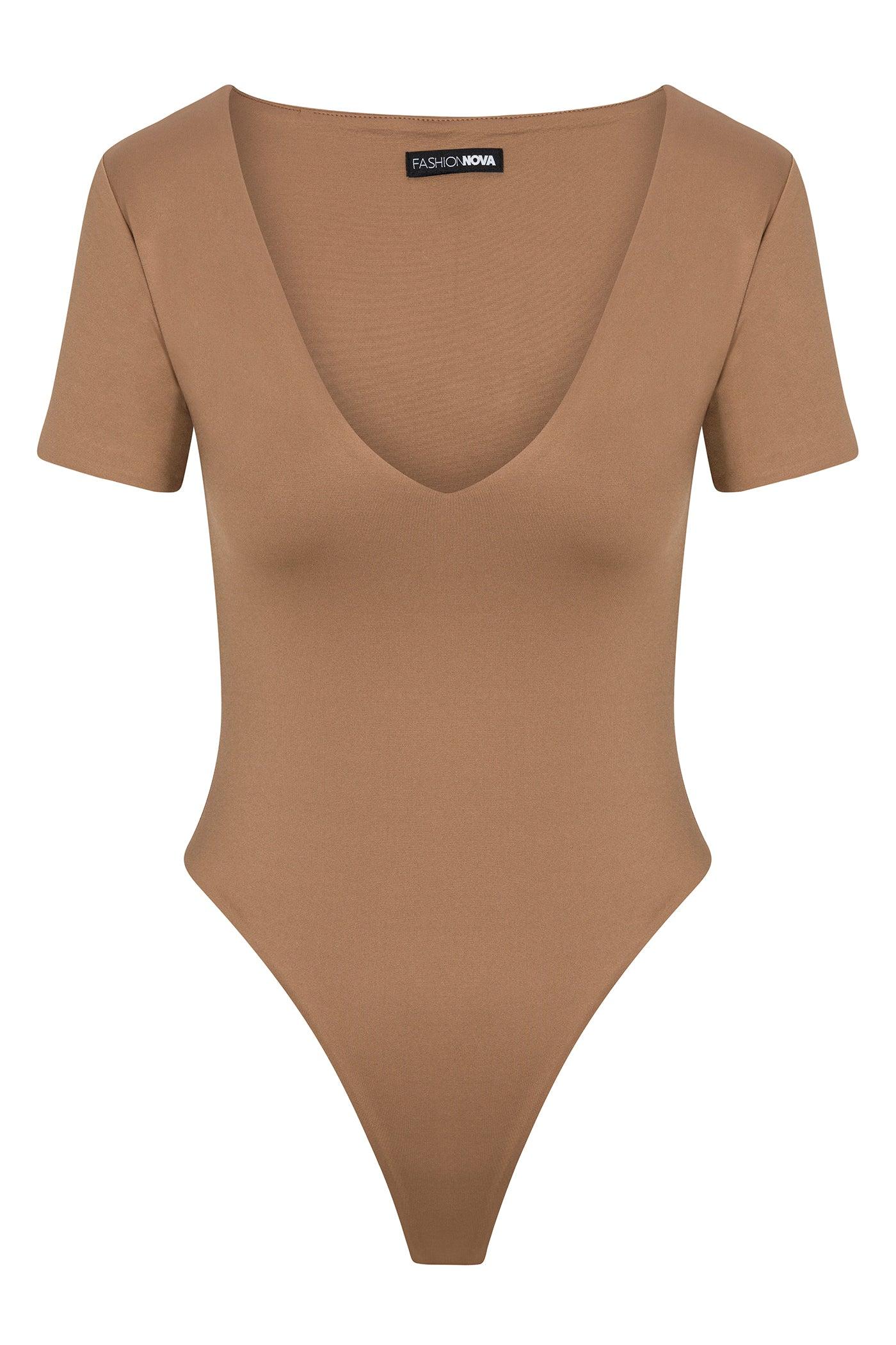 Contour Double Lined Short Sleeve High Cut Bodysuit - Mocha Female Product Image