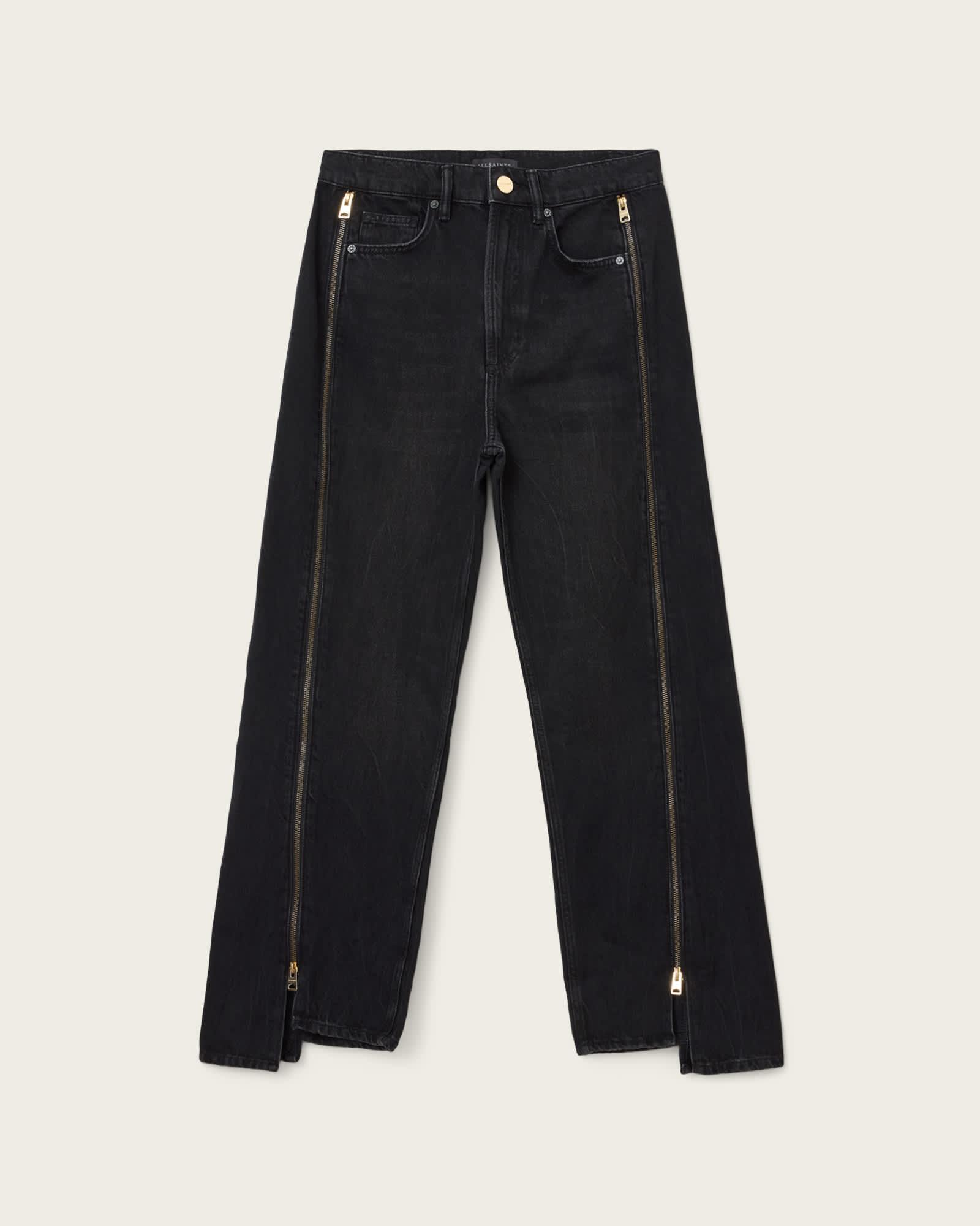 Frankie Double Zip Jeans Washed Black | ALLSAINTS US Product Image