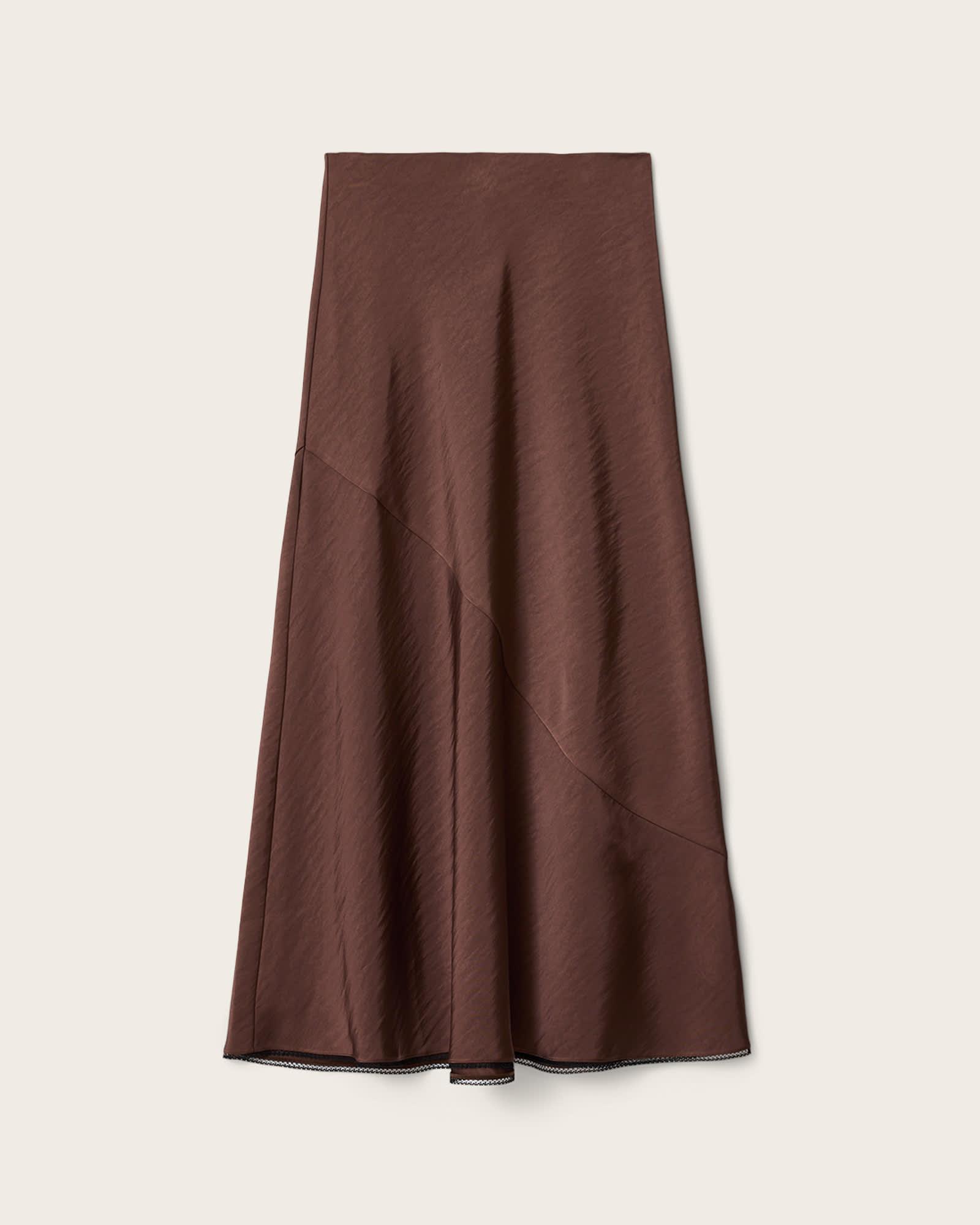 Darya Bias Cut Maxi Skirt Bitter Brown | ALLSAINTS US Product Image
