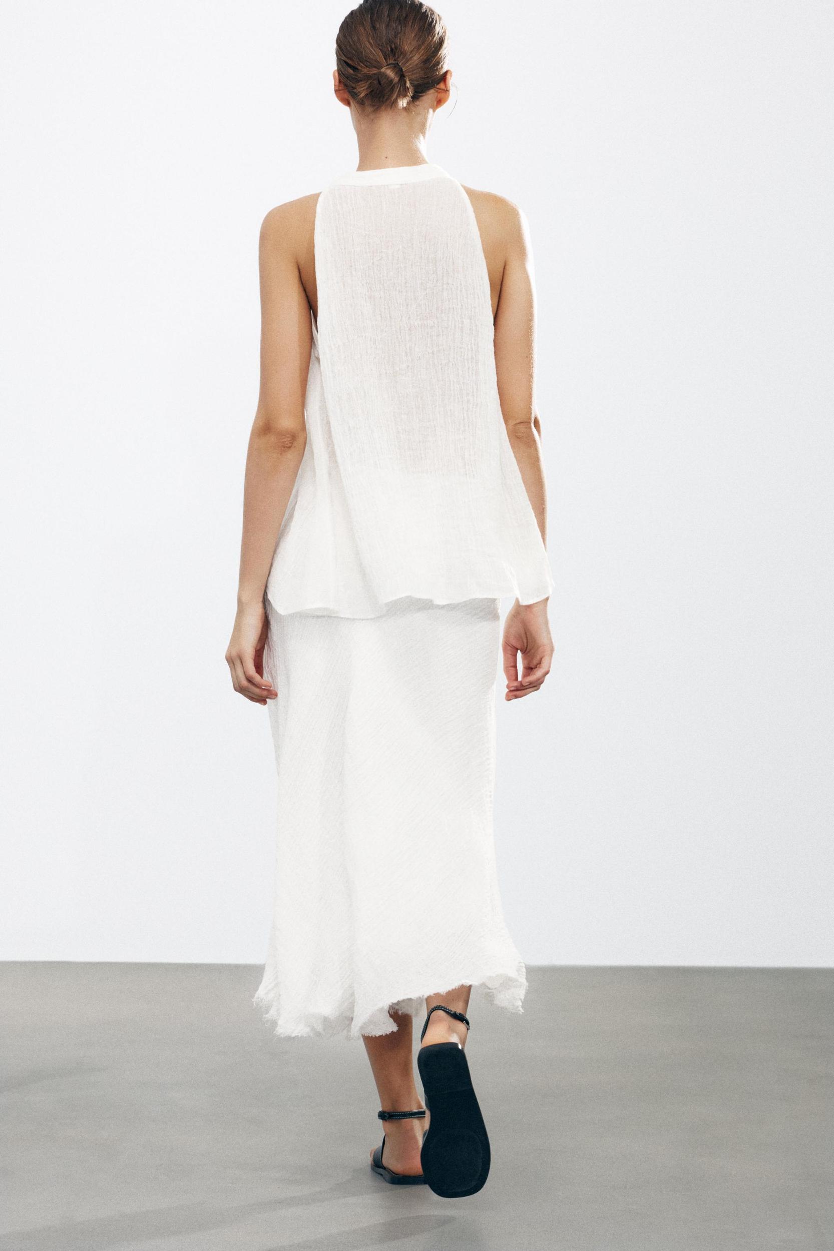 100% LINEN MIDI SKIRT ZW COLLECTION Product Image