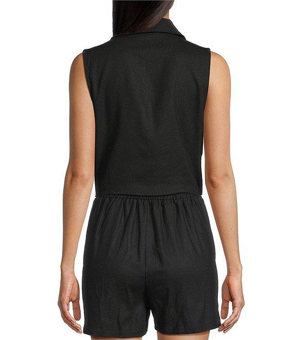 Copper Key Coordinating Linen Blend Tie Front Tank Top Product Image