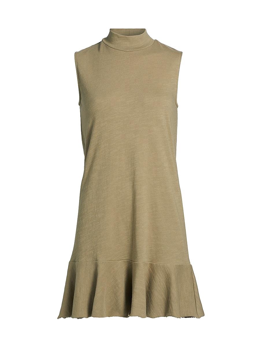 Womens Cotton Jersey Mock Turtleneck Minidress Product Image