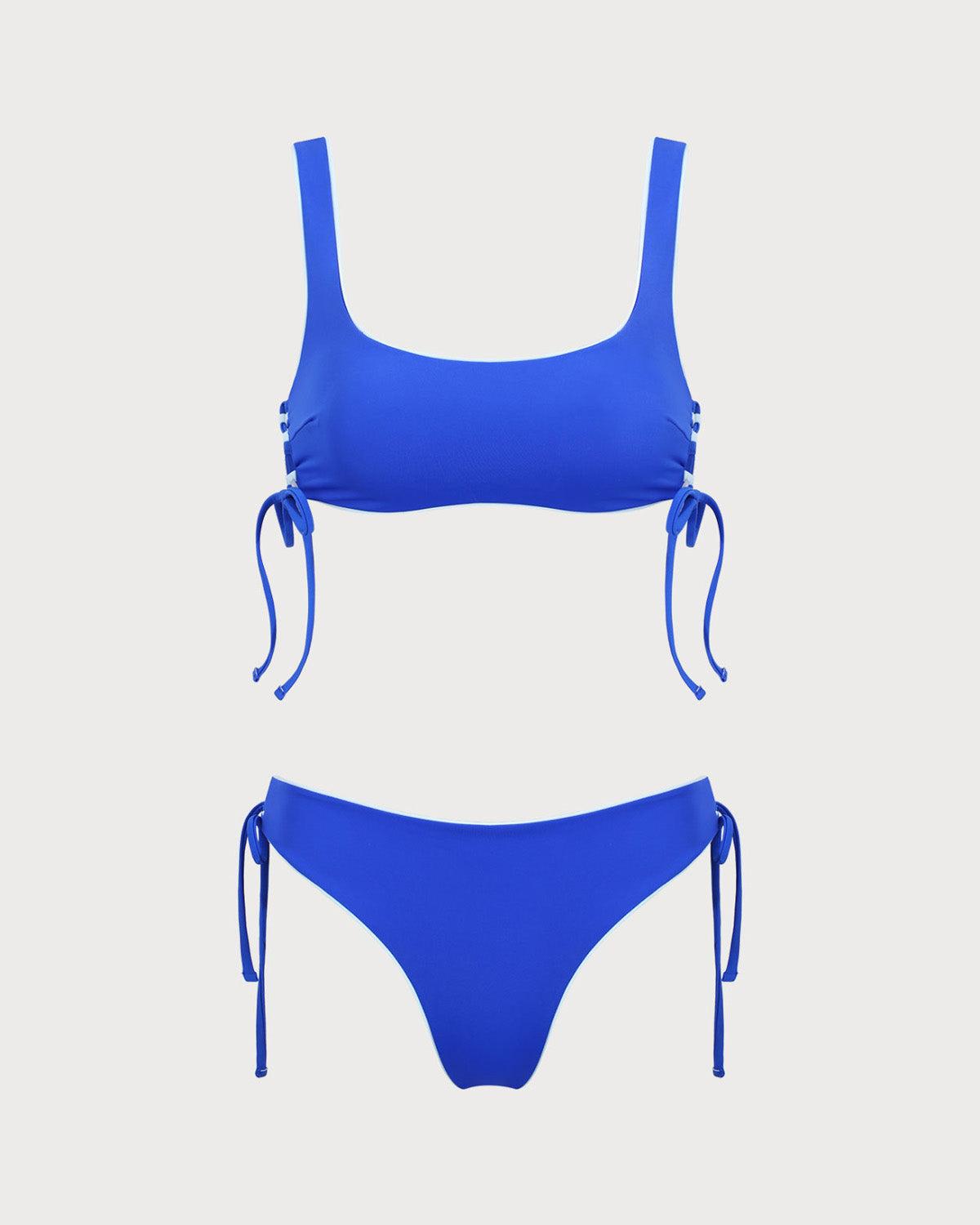 Blue Reversible Tie Bikini Set Product Image
