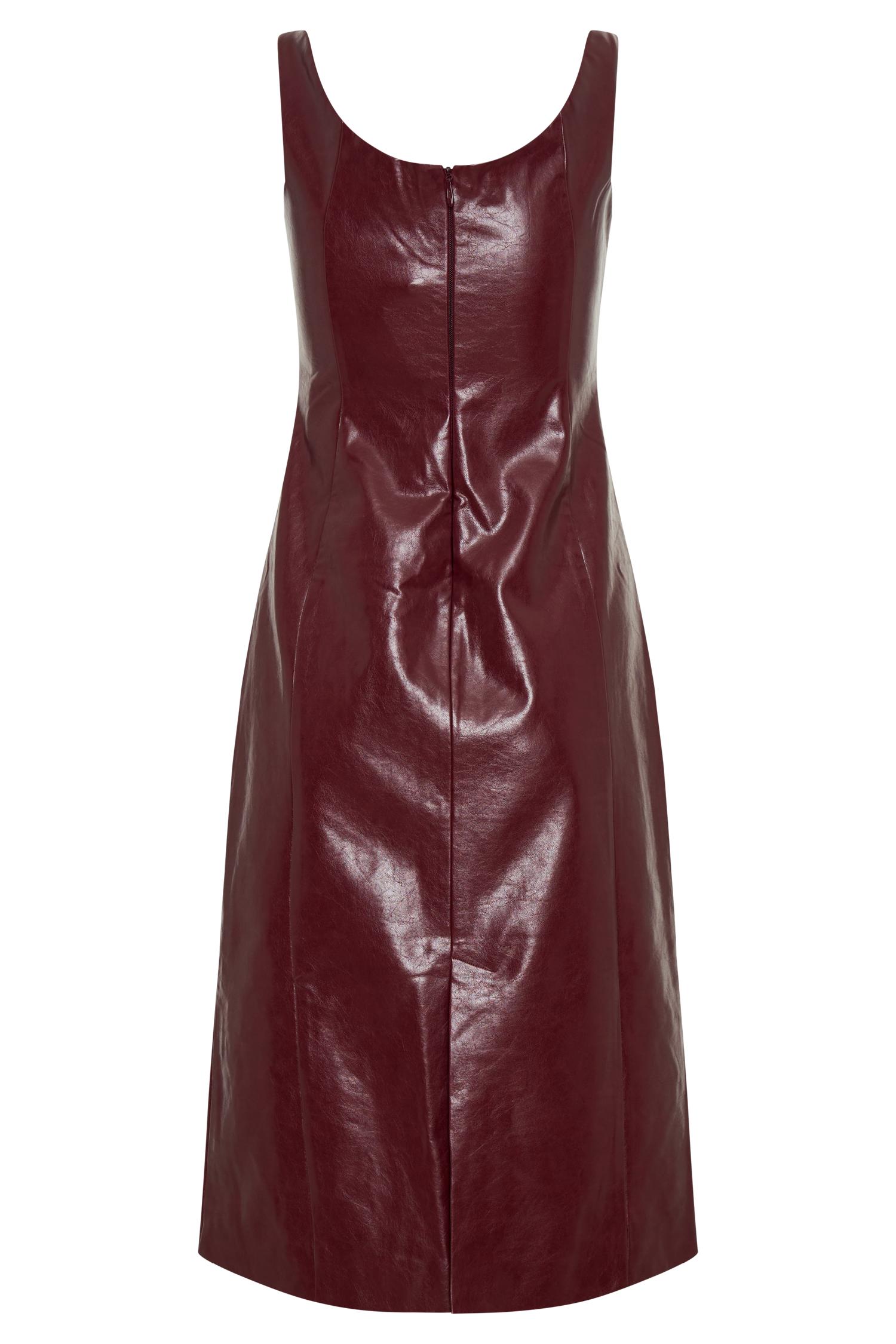 Sonia Faux Leather Midi Dress - Cherry Red Product Image