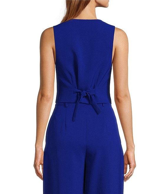 Sugarlips Chelsea Button Up Cropped V-Neck Sleeveless Coordinating Vest Product Image