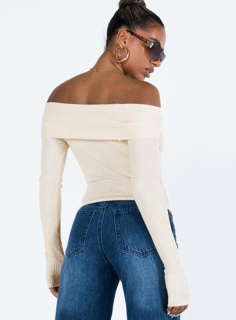 Morley Off Shoulder Sweater Cream Product Image