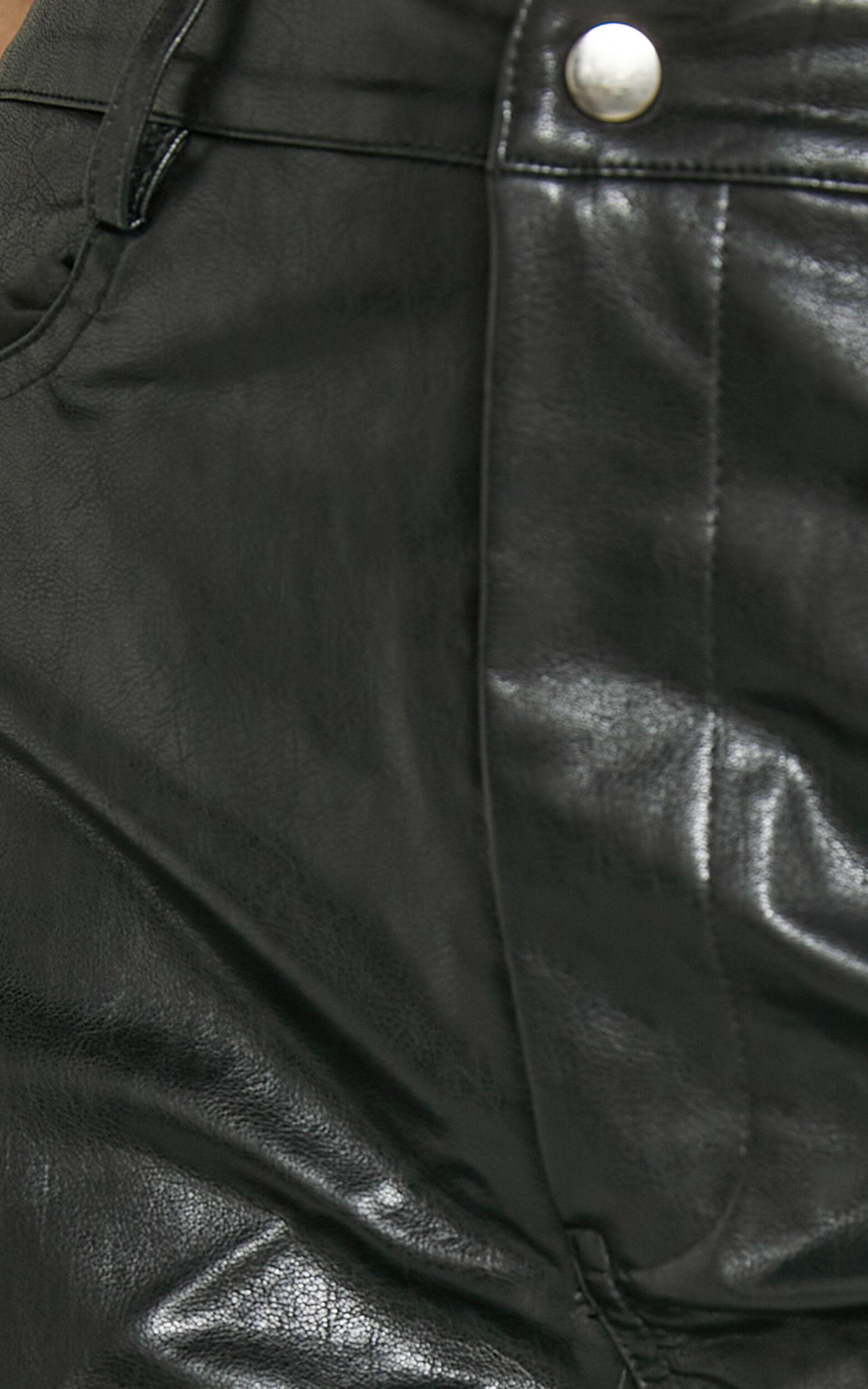 Maison Pant - High Waisted Faux Leather Flare Pant in Black Product Image