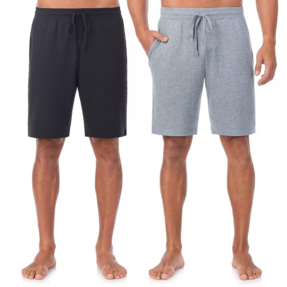 Mens Cuddl Duds 2-Pack French Terry Printed Pajama Shorts Set Grey Green Product Image