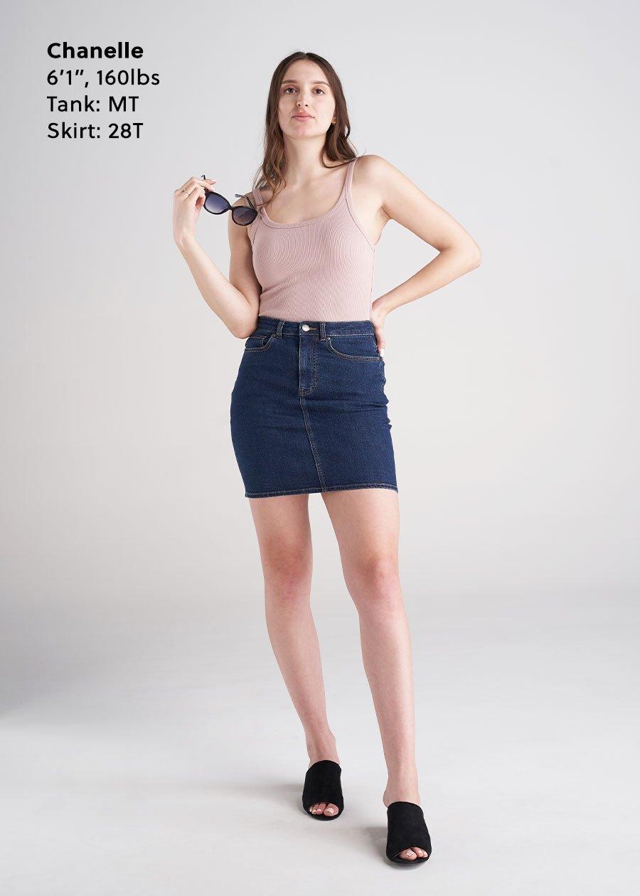 Classic Women's Tall Denim Skirt in Washed Indigo Blue Product Image