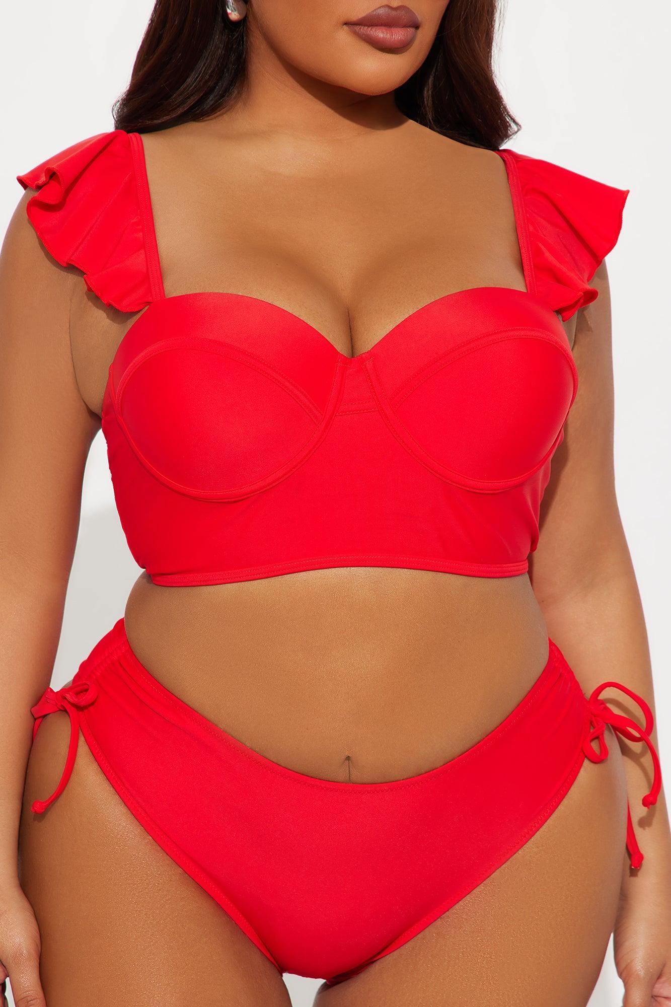 Island Romance Ruffle Underwire 2 Piece Bikini - Red Product Image