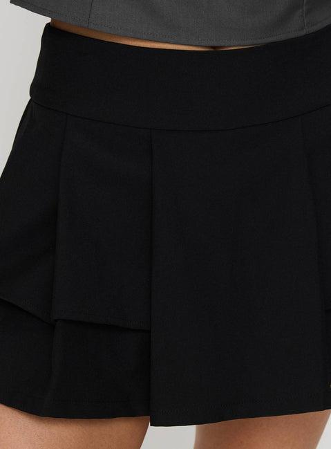 Yeva Pleat Mini Skirt Black Product Image