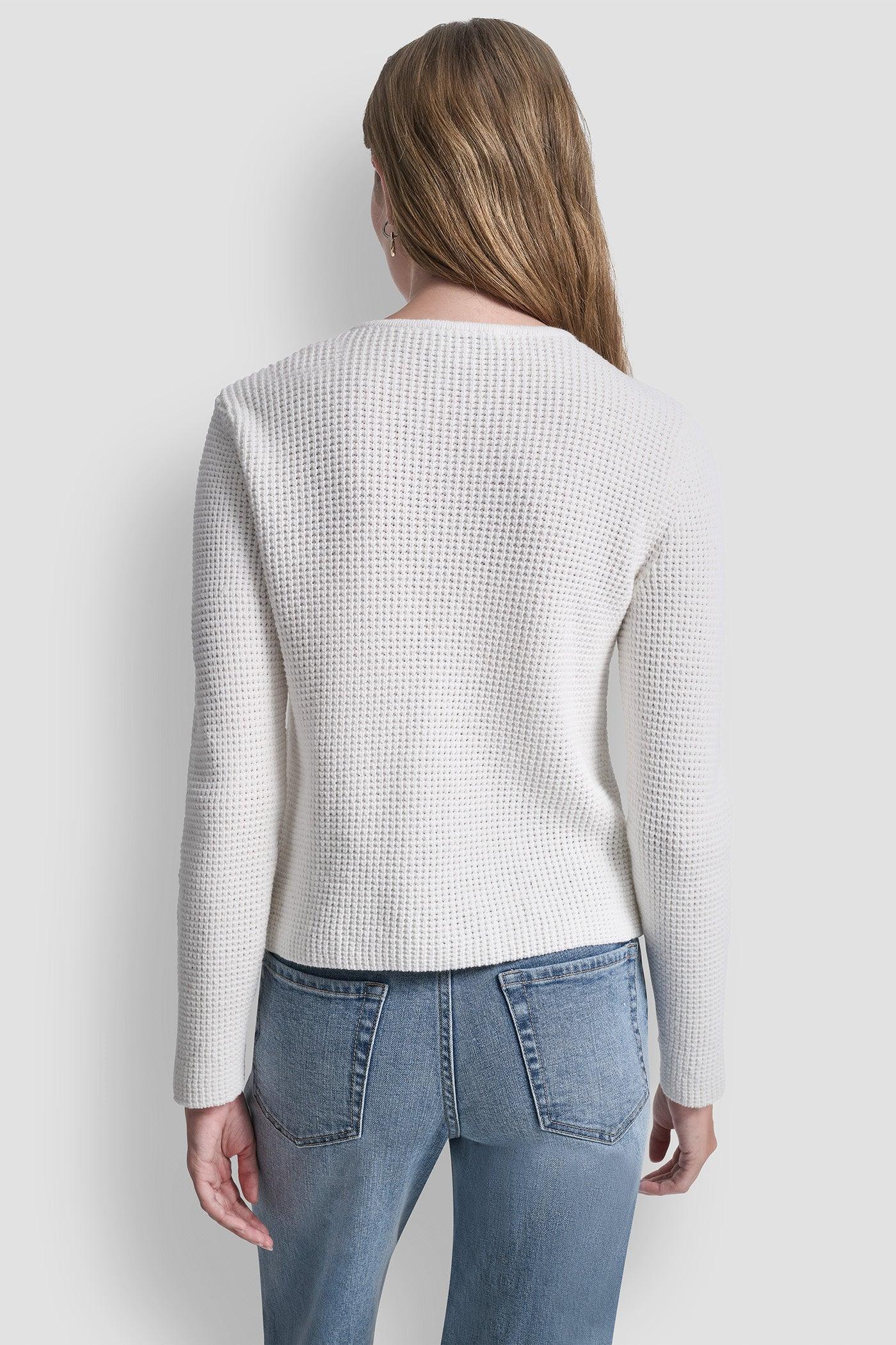TUCK STITCH CREW NECK CARDIGAN Product Image