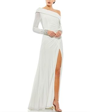 Mac Duggal Beaded Cuff Drop Shoulder Faux Wrap Gown Product Image