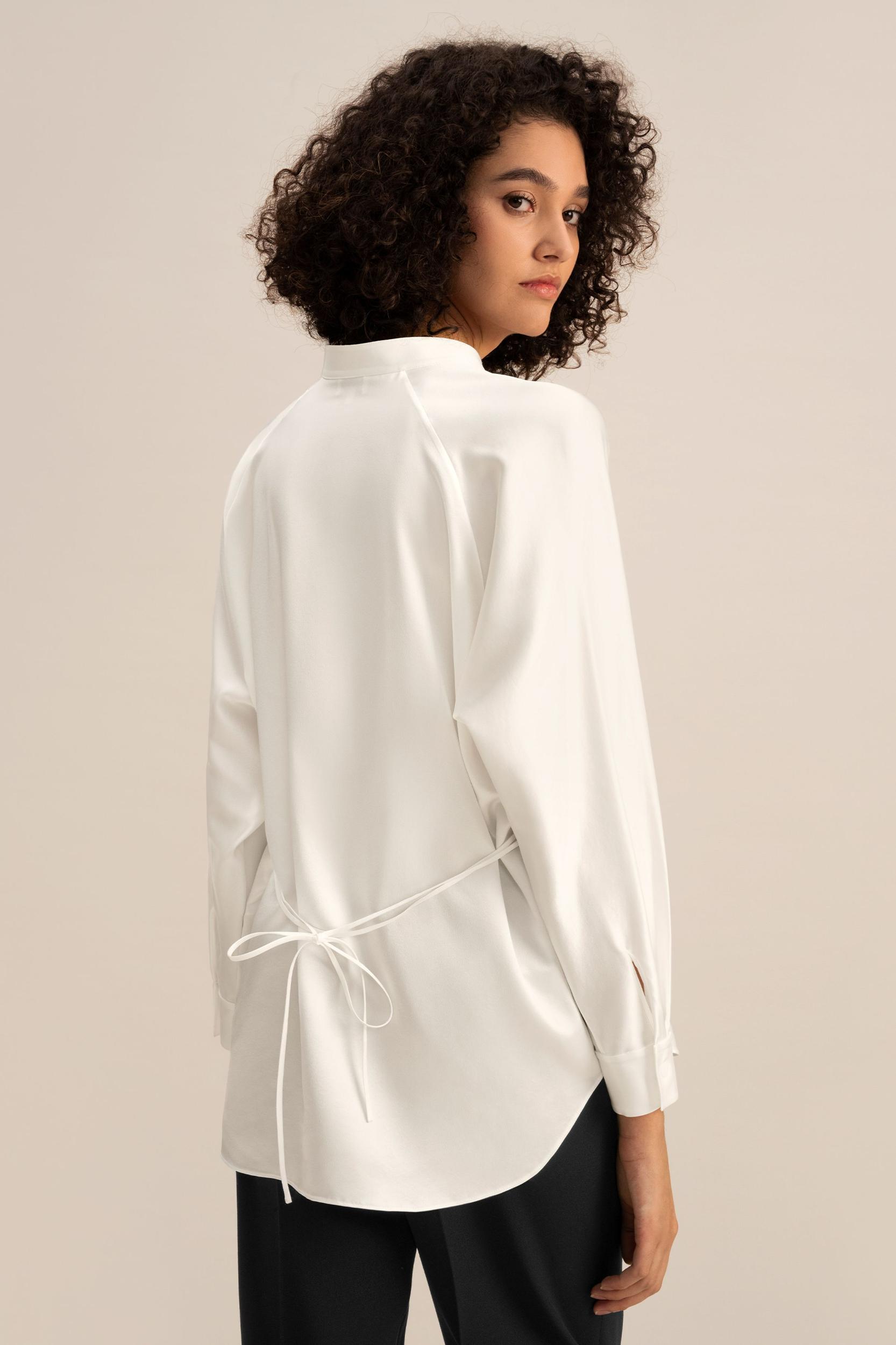 Loungeful Split Neck Silk Shirt Product Image