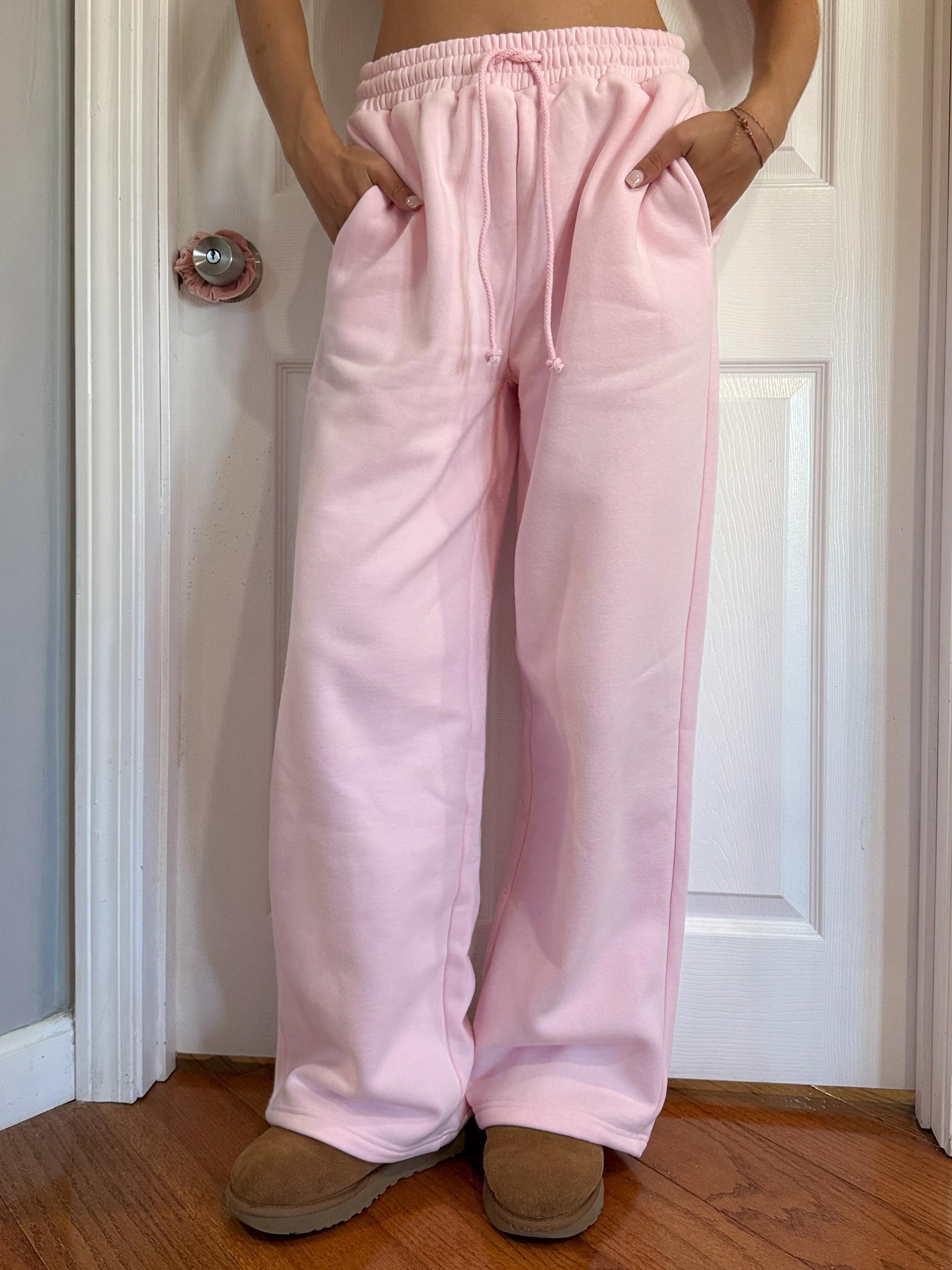 Light Pink Basic Blank Flare Sweatpants Product Image