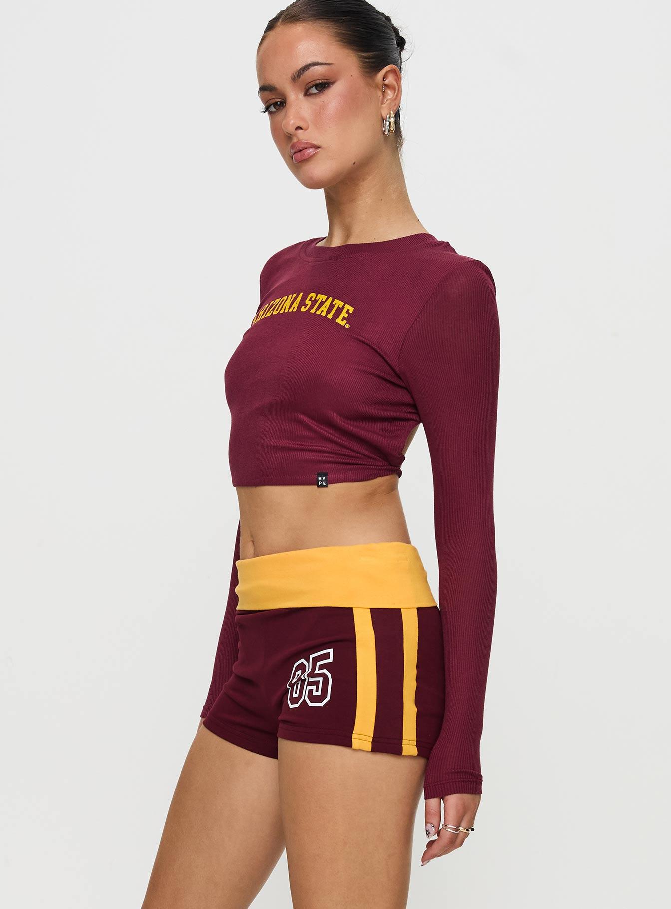 ASU Foldover Shorts Maroon Product Image