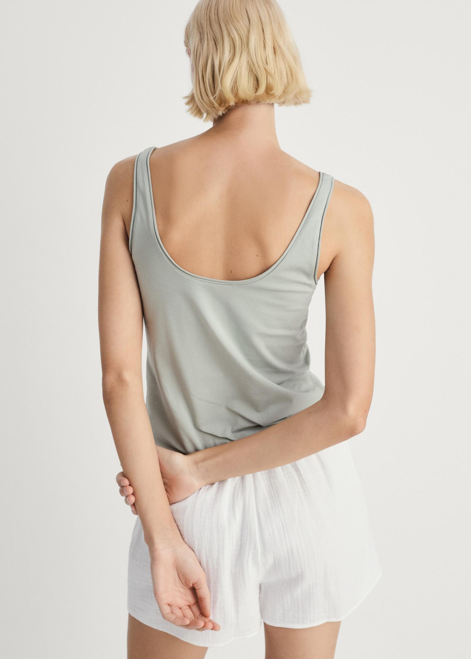 Cotton round-neck top - Women | MANGO USA Product Image