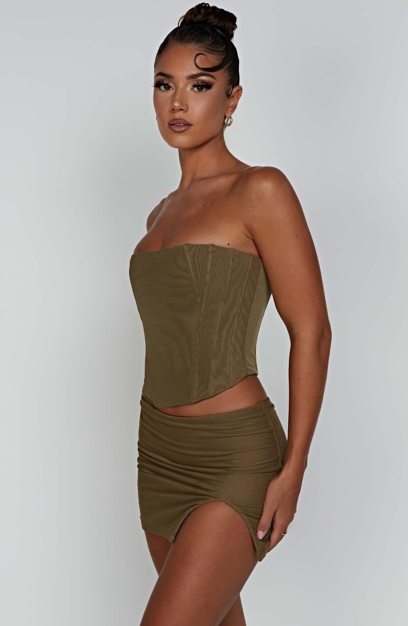Alina Mini Skirt - Khaki Product Image