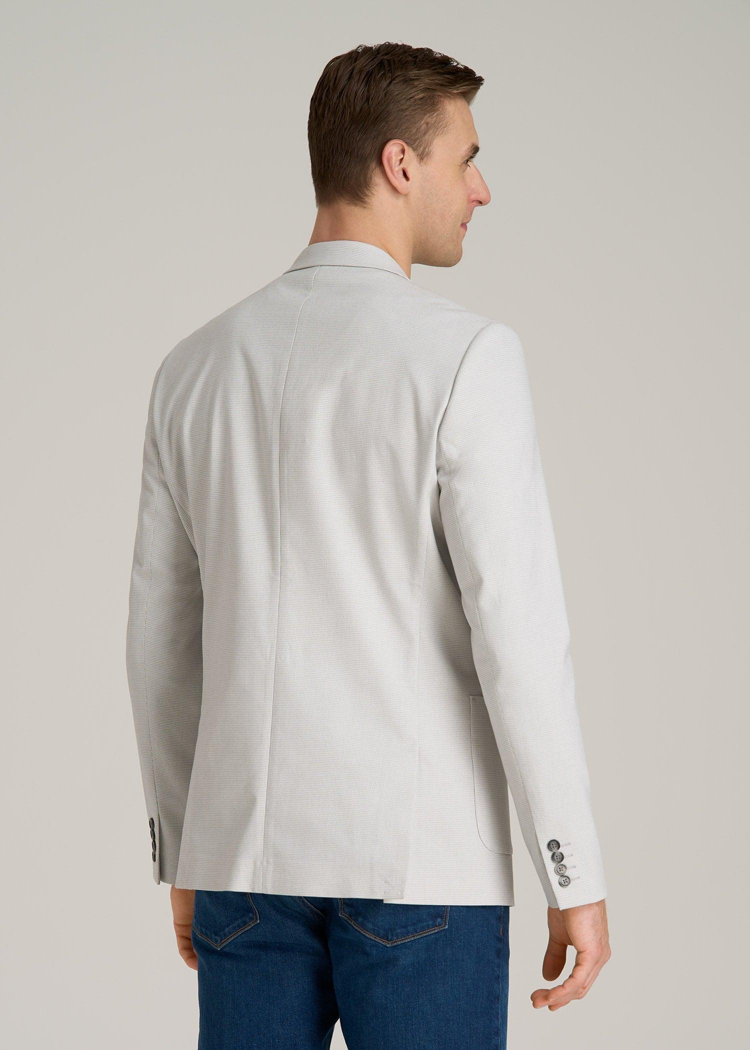 Core Blazer for Tall Men in Light Grey Houndstooth Male Product Image