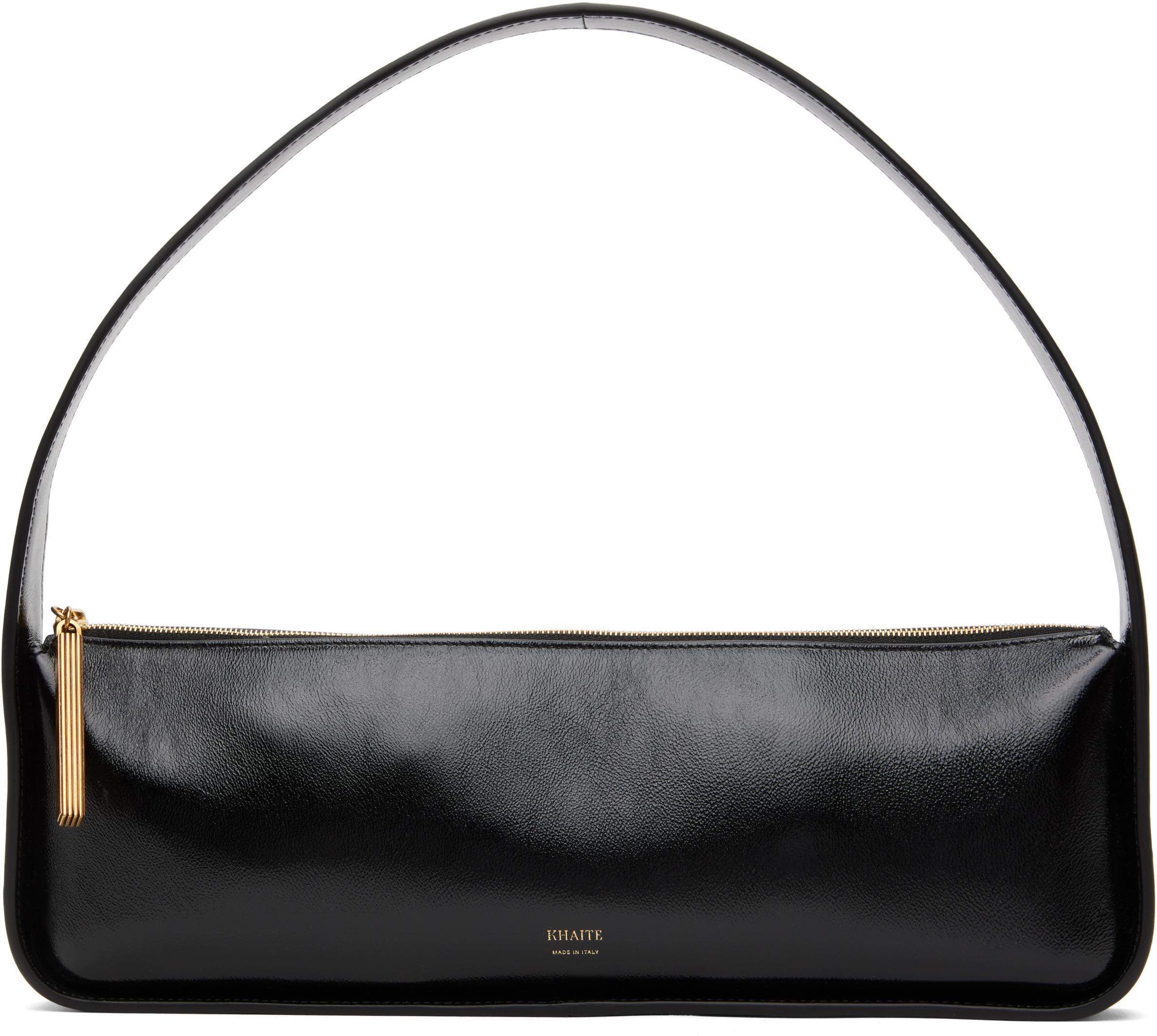 KHAITE Lori Crackle Patent Leather Shoulder Bag In Black Product Image