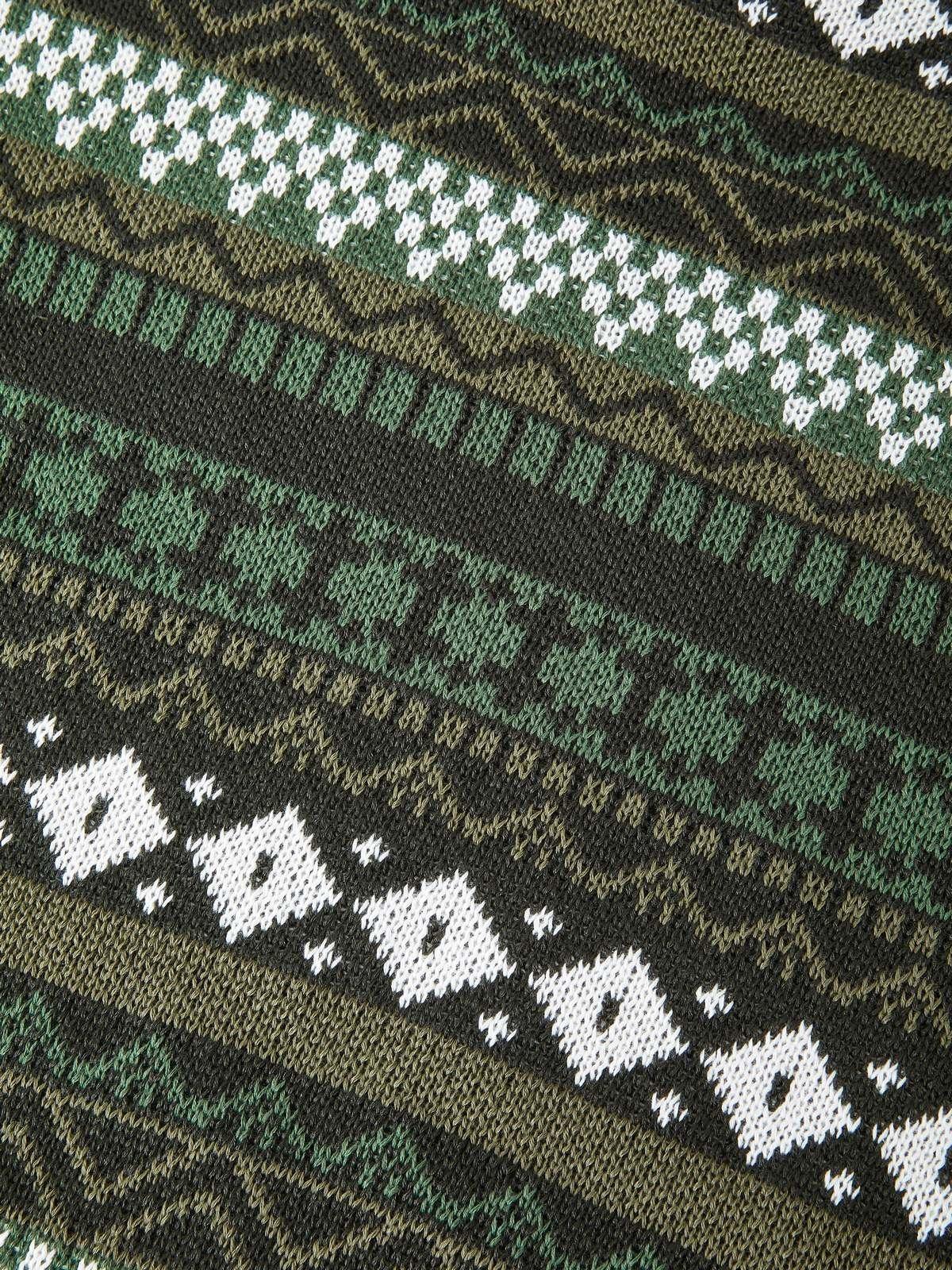 Long Sleeve Vintage Jacquard Sweater Product Image