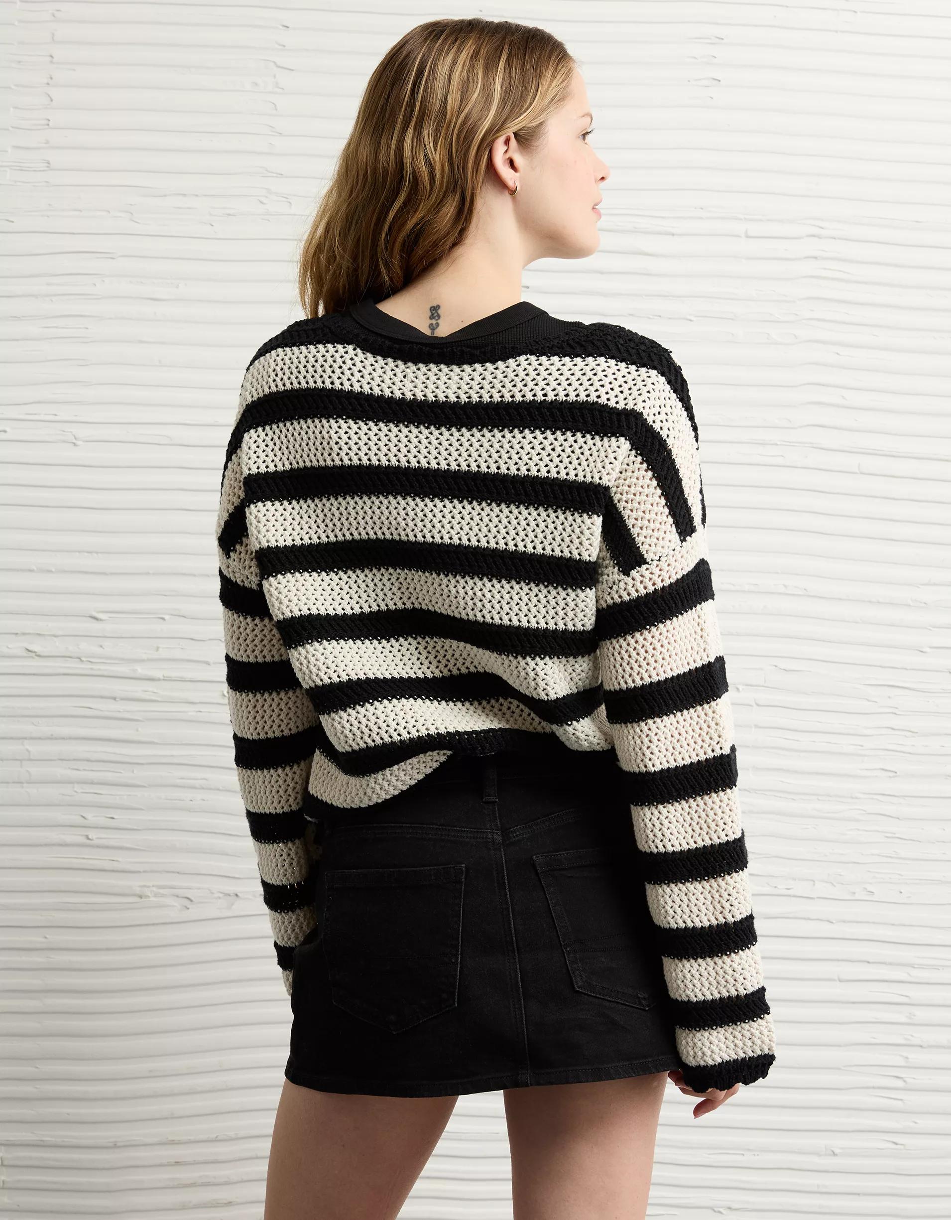 AE Cropped Crochet Sweater Product Image