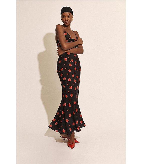 Bardot Monroe Floral Print Cowl Neck Sleeveless Slip Maxi Dress Product Image