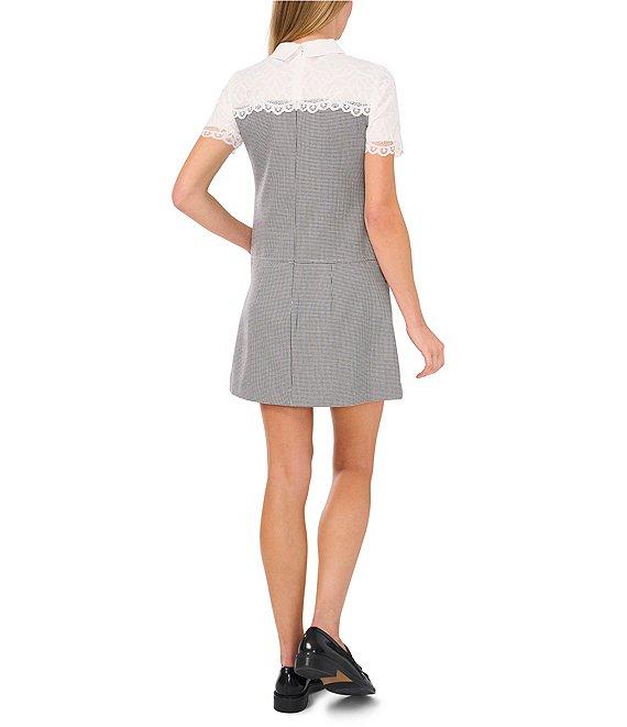 CeCe Point Collar Neck Short Sleeve Shift Dress Product Image