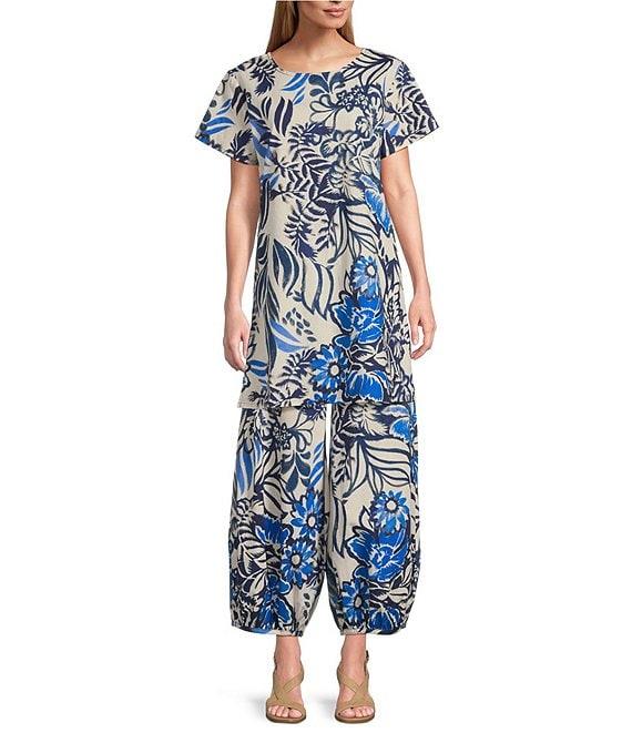 Bryn Walker Coordinating Wes Azzurra Print Round Neck Short Sleeve Tunic Product Image