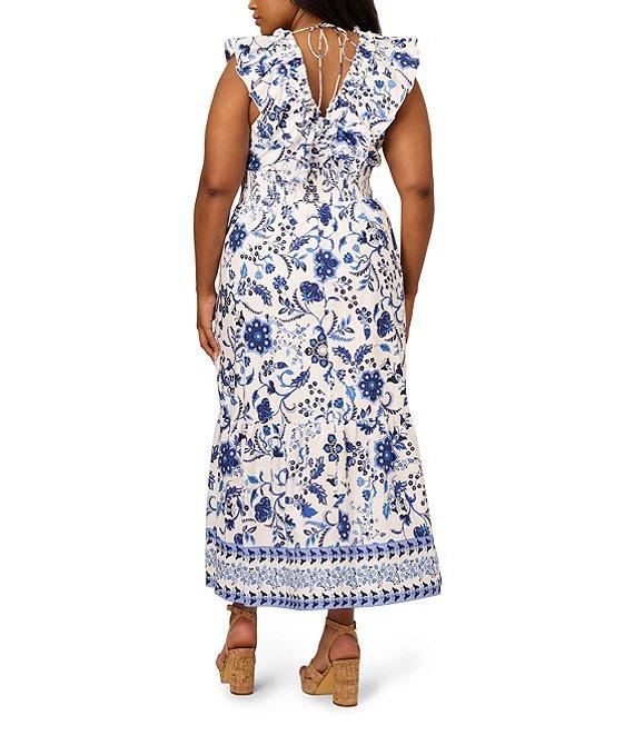 Adrianna by Adrianna Papell Plus Size Floral Printed Ruffle Maxi Dress Product Image