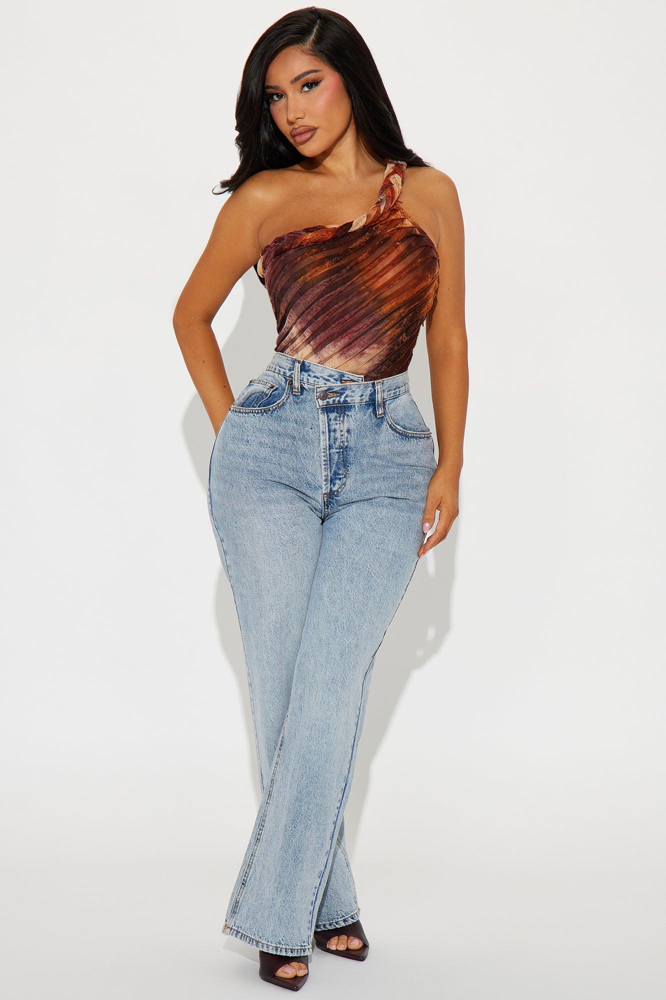 Private Island Textured Bodysuit - Orange/combo Product Image