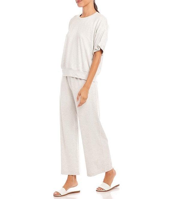 Karen Kane French Terry High-Rise Wide-Leg Pull-On Ankle Lounge Pants Product Image