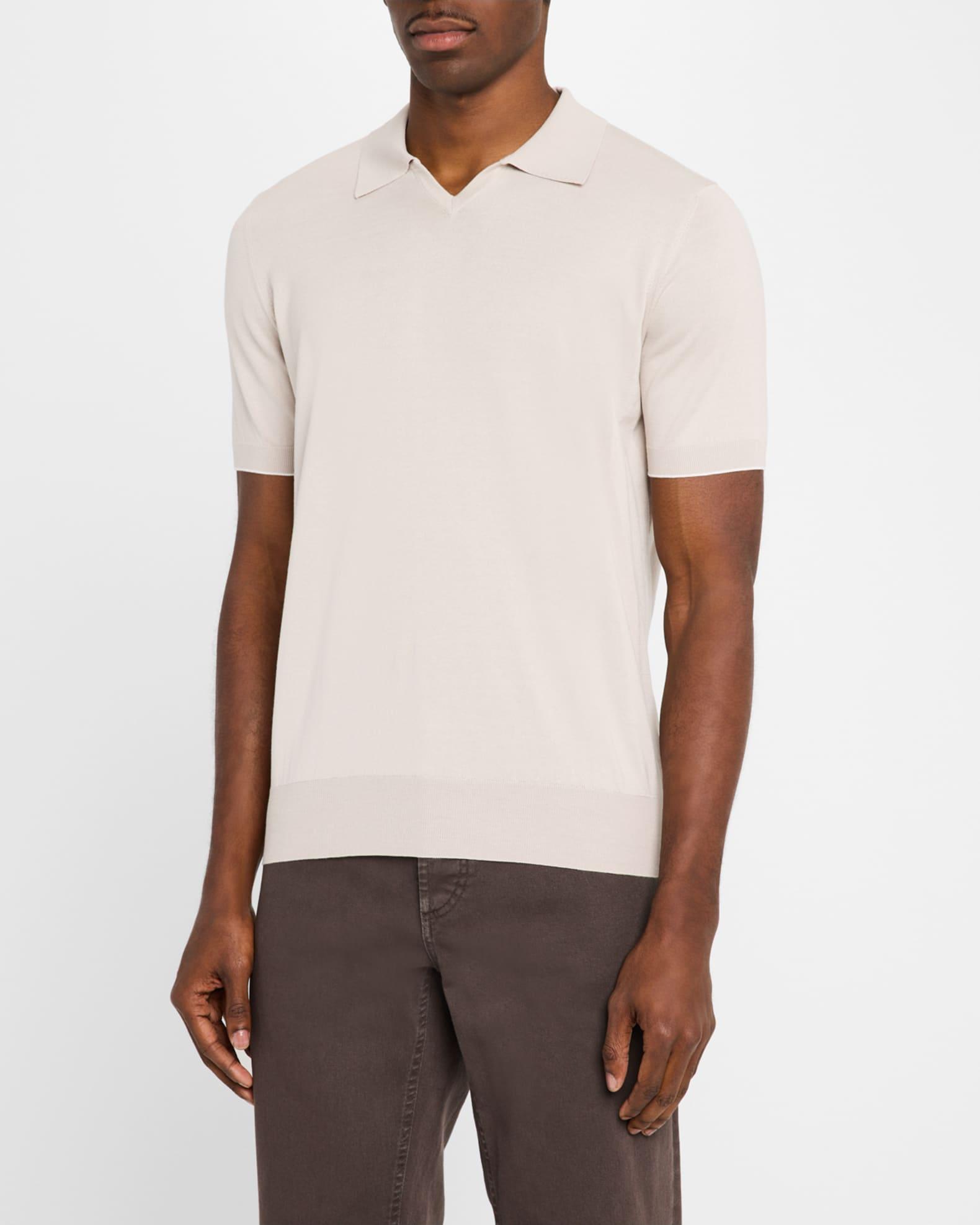 Men's Cotton Johnny Collar Short-Sleeve Polo Sweater Product Image