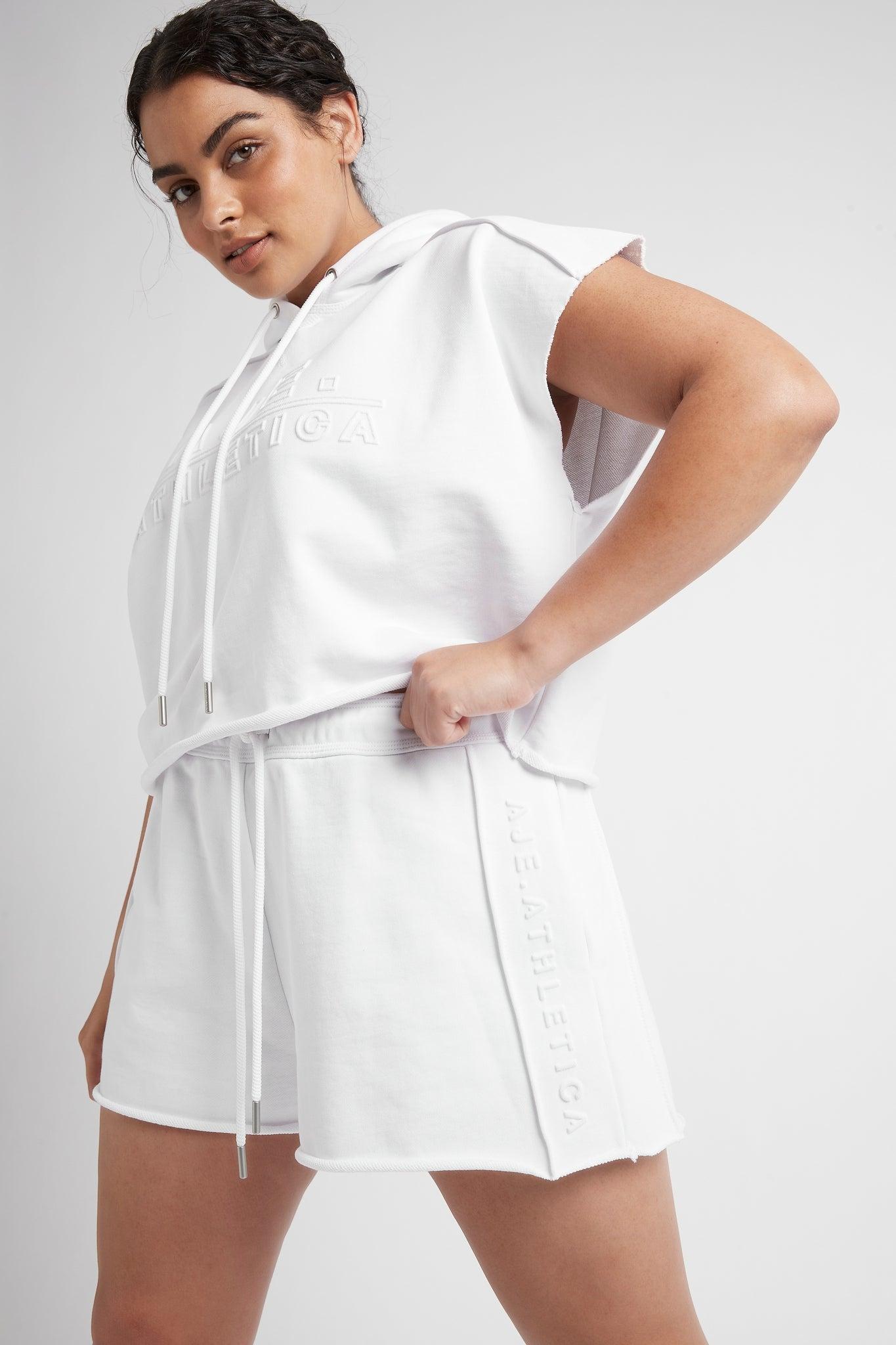 Embossed Classic Short Sleeve Cropped Hoodie 402 Product Image