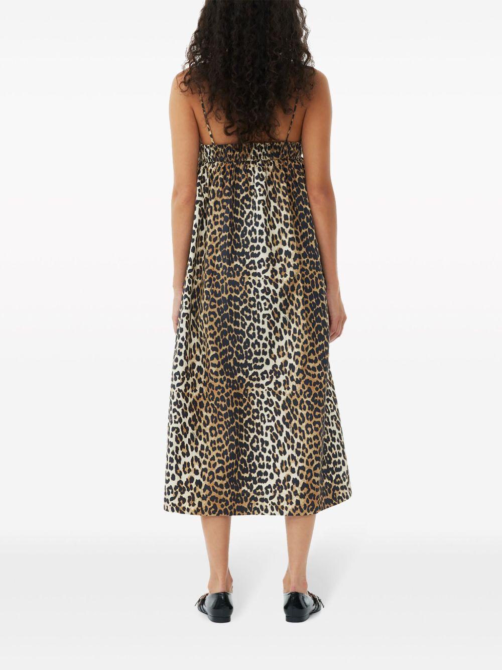 leopard-print cotton midi dress Product Image