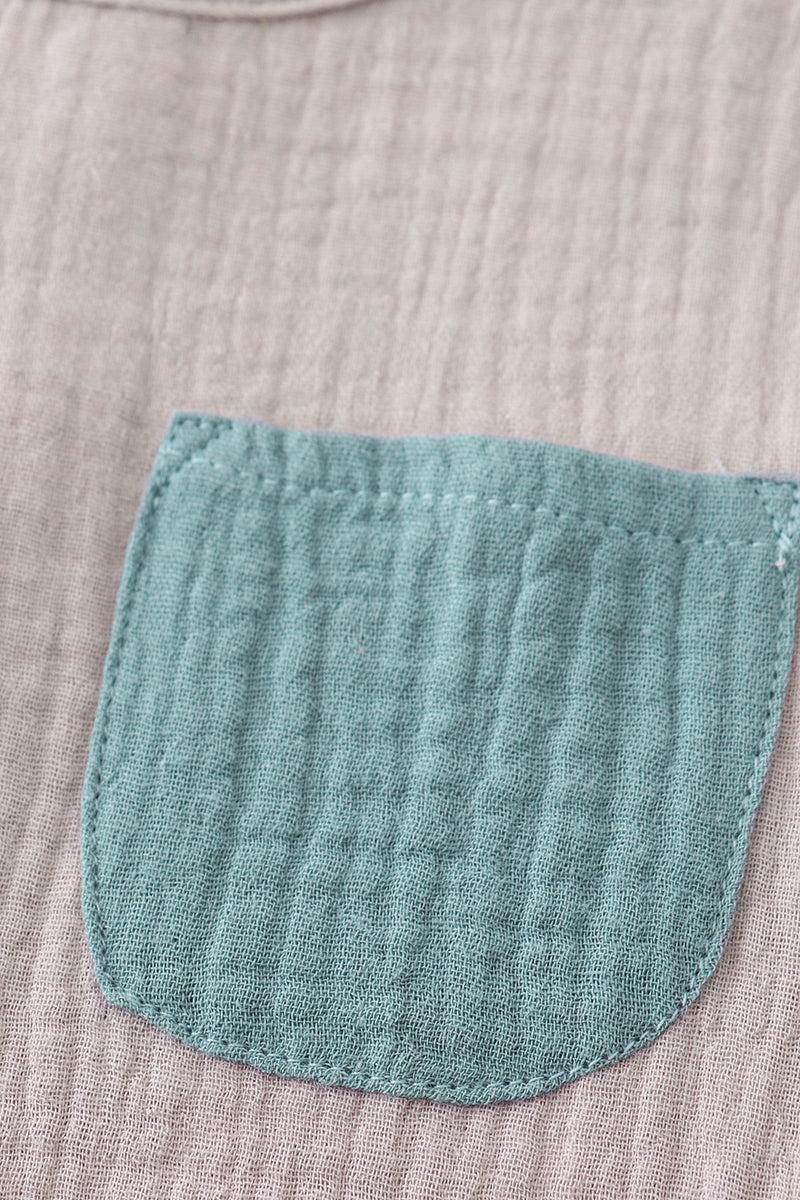 Premium Gray muslin boy shorts set Product Image