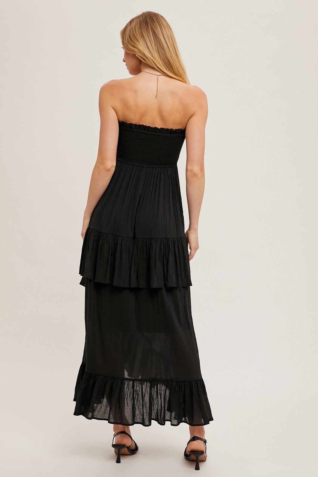 Strapless Tiered Ruffle Midi Dress Product Image