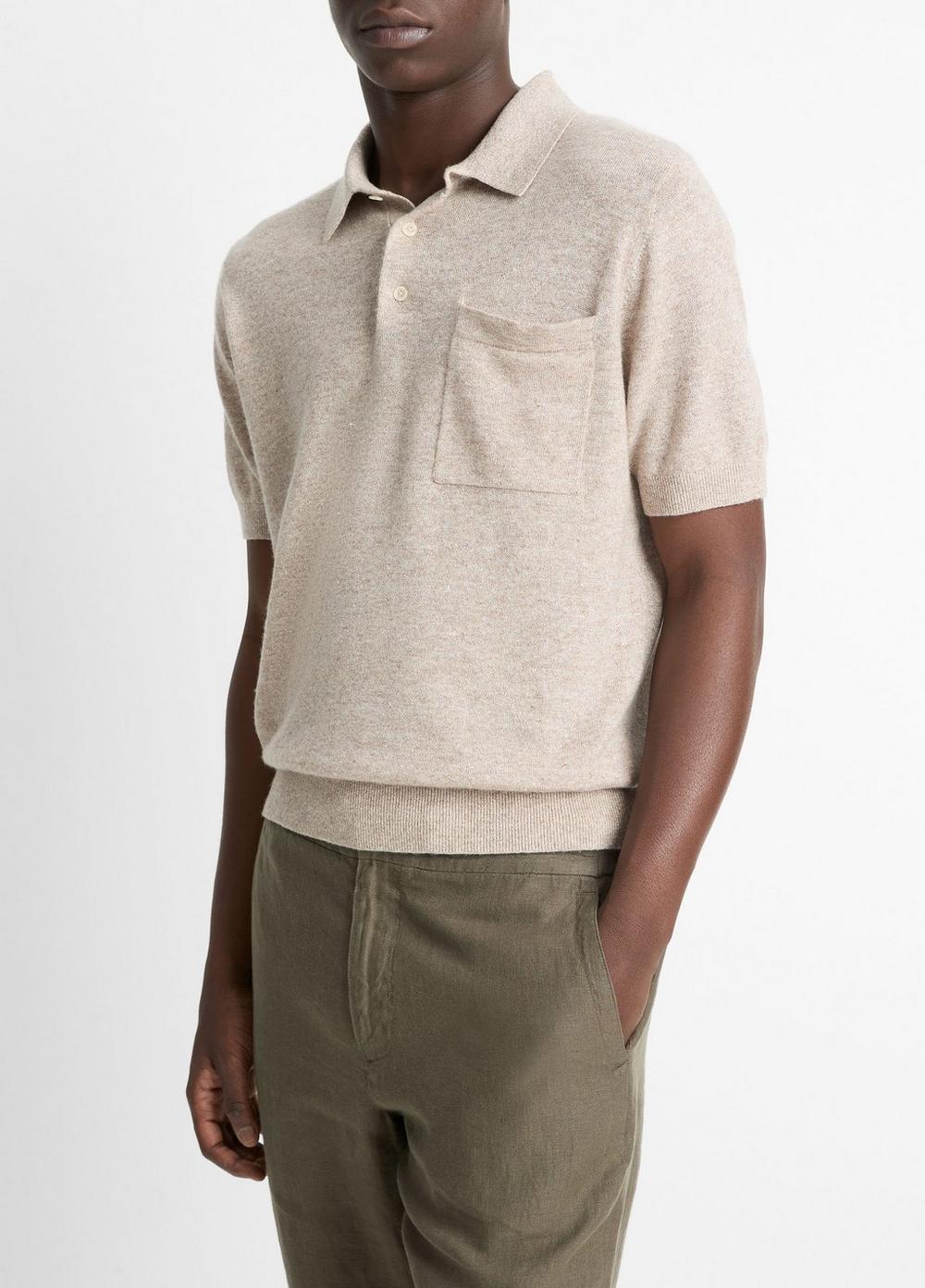 Linen, Wool & Cashmere Polo Sweater Product Image